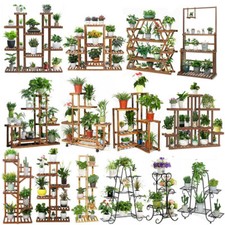 Stable Multi Tier Garden Plant Stand Bookcase Bamboo Wood Metal Various 60 Style
