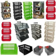 VEGETABLE FRUIT STORAGE BASKET KITCHEN STACKING STACKABLE UNIT RACK TIDY TIER