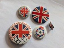 Vintage Union Jack Pin Badges Football Bacon Olympics