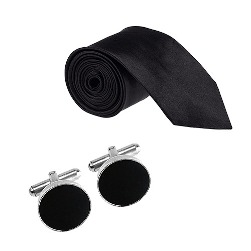 Men plain black cufflinks - plain,