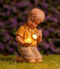 Solar LED Garden Ornament Light Up Boy Statue Outdoor Lighting Figure Duck Large