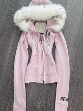 Pink Fur Hooded Y2K Zip Up