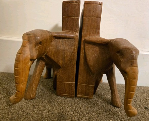 Wooden elephant bookends - bookends, from