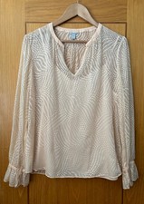 JIGSAW Soft Peach Dobby Spot Chiffon Overlay Tunic Top + Cami - UK 10 - Boho