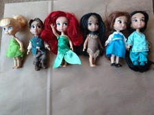 6 x Disney Mini Animators 5" Doll Bundle & 2 x 3.5" , Pocahontas, Ariel, Belle