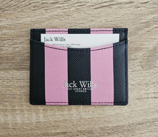 Jack Wills Card Holder/Wallet Pink & Navy Stripes Logo NEW