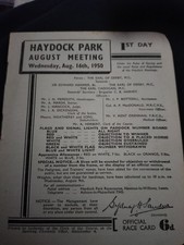 VINTAGE HAYDOCK PARK RACE CARD