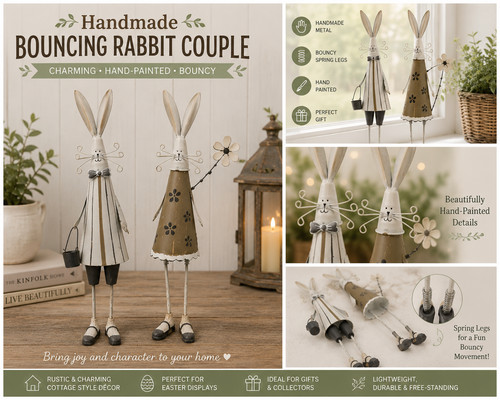 Metal standing rabbit ornament - metal,