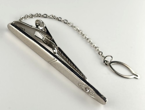 Silver tone tie clip - tone, with