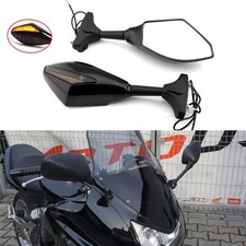 2x For Kawasaki ER6F 2005-2008 Gloss Side Mirrors Rearview + LED Turn Signal