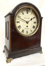 Antique Mahogany Single Fusee Irish Mantel Clock By WARNER DUBLIN