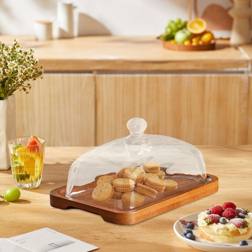 Wooden cake stand with glass - stand,