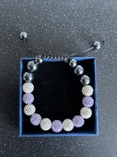 Stunning Adjustable Bracelet With Purple And Silver sparkle Beads