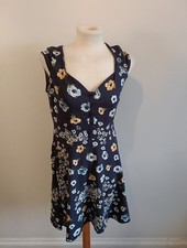 Authentic Dorothy Perkins Short Sleeve Black  Floral Dress Size 12