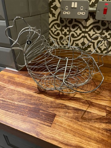 Wire chicken shaped egg - egg, basket