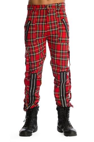 Mens red tartan plaid - red, punk