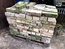 Approximately 1 cubic meter of sawn sandstone in brick size blocks