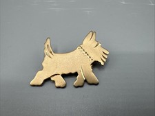 Vtg Golden Pin Brooch Dog