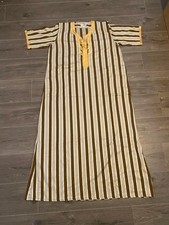 Men's Moroccan Thobe Jubba Robe Djellaba  Arab Short Sleeve Embroidery Gandoura