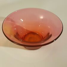 Antique Edwardian cranberry pink glass bowl dish 13cm hand blown England 1910s