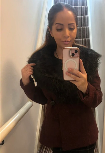 Burgundy coat 10 faux - coat, uk