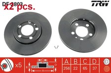 X2 PCS FRONT BRAKE DISC ROTOS X2 PCS SET DF2803 TRW I