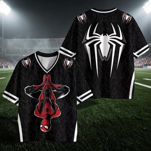 Spiderman neck football - spiderman, v-neck