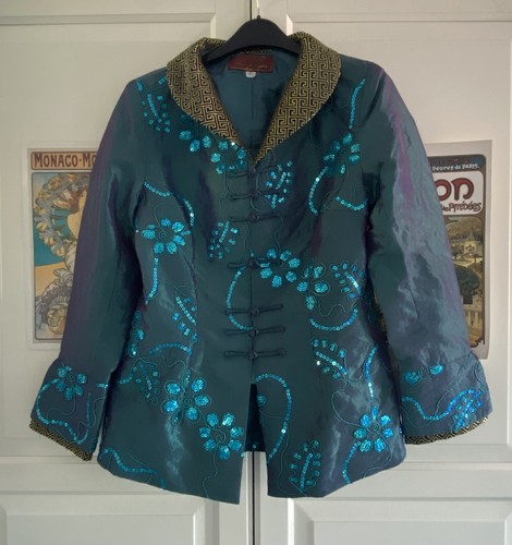 Faux silk turquoise purple - silk,