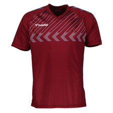 Hummel Poly Jersey Men's Short Sleeve Football Shirt Top Team Kit Maroon - S-3XL