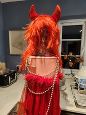 Lady Devil Costume With Size 7 Shoes  And Tights, Wig & Horns
