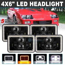 4Pcs 4x6" LED Square Headlights With Angel Eyes For Chevrolet Camaro/Monte Carlo