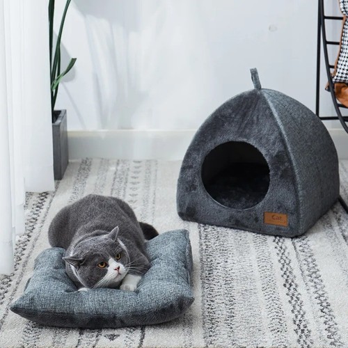 Triangle cat cave bed - cave, plush