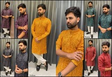 Cotton Kurta Pajama Set For Men's, Traditional Wedding Wear Kurta Set IN-Y