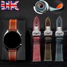 Premium Genuine Leather Watch Strap Butterfly Deployment Clasp Band 20/22/24mm