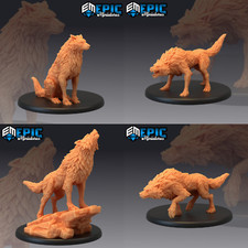 Dire Wolf / Wolves - Fantasy Resin Printed D&D miniatures 28mm, Epic Miniatures