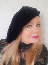 Black Soft Velour Medieval HAT BERET Tudor Renaissance Artist Fancy Dress New