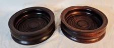 Antique Pair Of Mahogany Wood Plant Pot Bottle Stands Holders 17cm Diameter