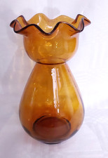 Vintage Amber Glass Bulb Hyacinth Vase - 6.5" Tall