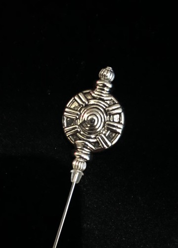 Long handmade silver hatpin - long,