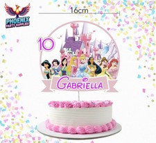 PERSONALISED 2D DISNEY PRINCESS CAKE TOPPER BIRTHDAY PARTY DECORATION CASTLE