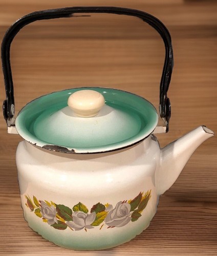 Enamel teapot kettle - kettle, teal