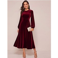 Ladies Velvet Midi Dress Long