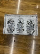 Silver Sparkle ornaments bling 3 wise monkeys