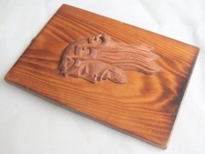 Vintage Carved Wooden Plaque Jesus W/ Crown of thorns Zakopane Polish Icon