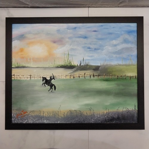 Cowboy horse colorful - horse, oil