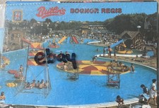 PONTINS BOGNOR REGIS POSTCARD OUTDOOR SWIMMING POOL CAMPERS SLIDES ETC