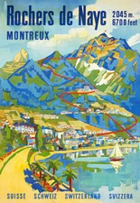 A3 Travel Art Poster Rochers de Naye Montreux Swiss Ski   print