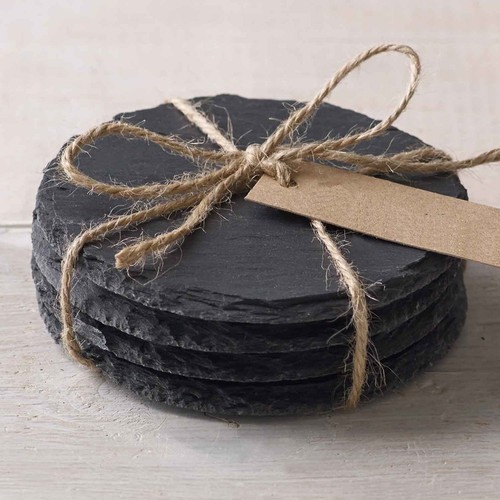 Slate coasters square round - slate,