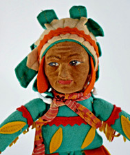 ANTIQUE NORAH WELLINGS NATIVE AMERICAN INDIAN DOLL 23cm c1930