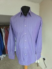 New Men's Zara Man Tailored Fit Purple Striped ? Long Sleeve Shirt Size Small.